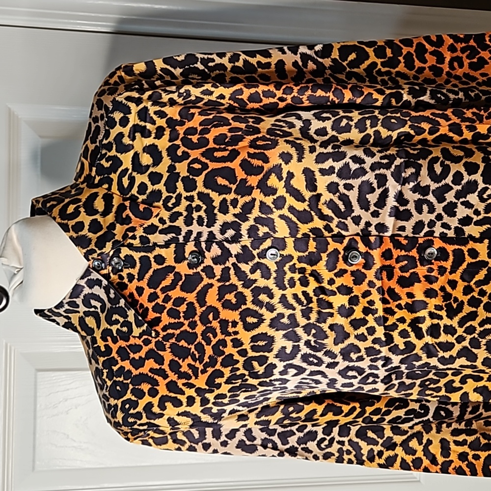 Vintage silk Mondi long sleeve cheetah print blouse top - Picture 6 of 8